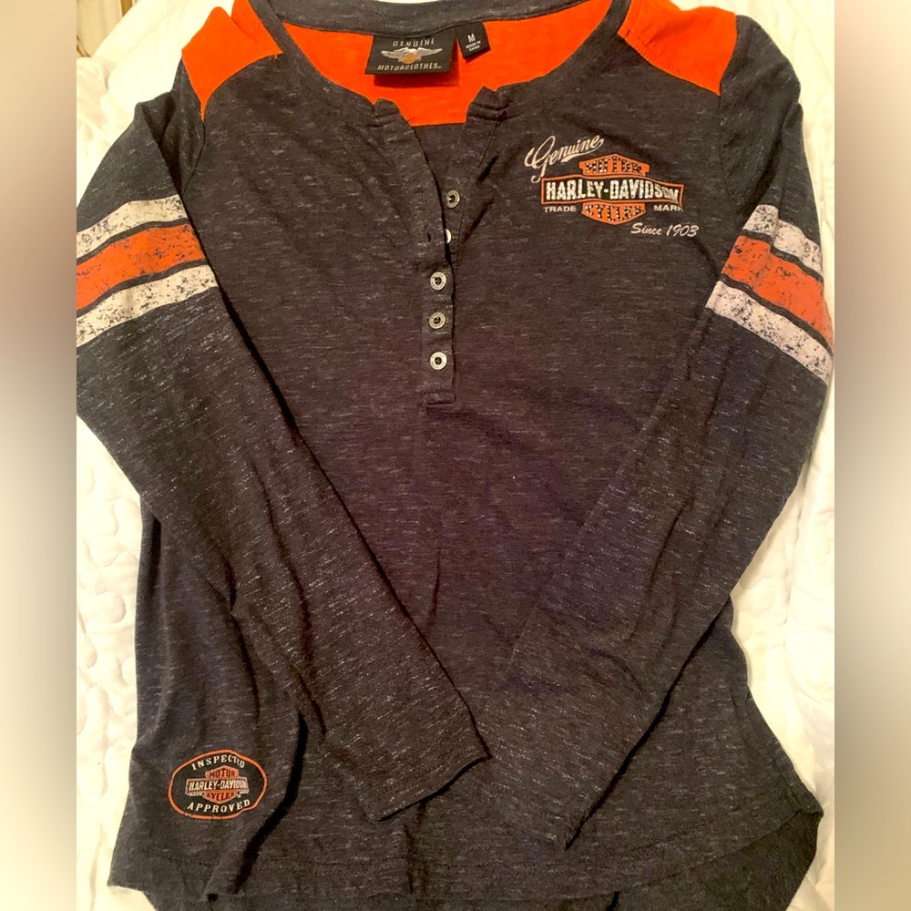 Ladies M long sleeve Harley Davison top